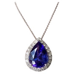Pendentif en tanzanite en forme de poire de 5,63 carats et diamants