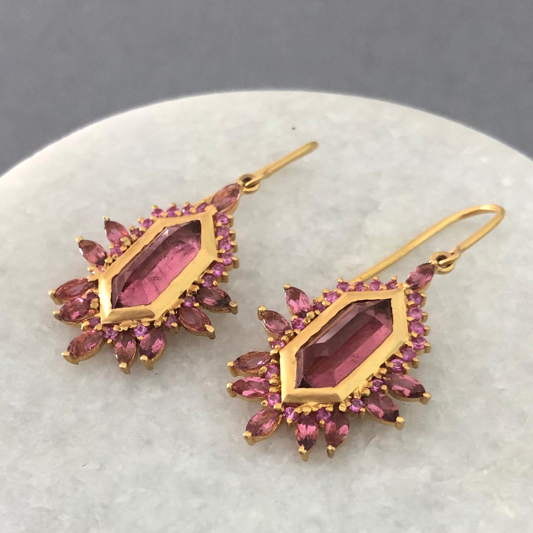 pink geometric earrings