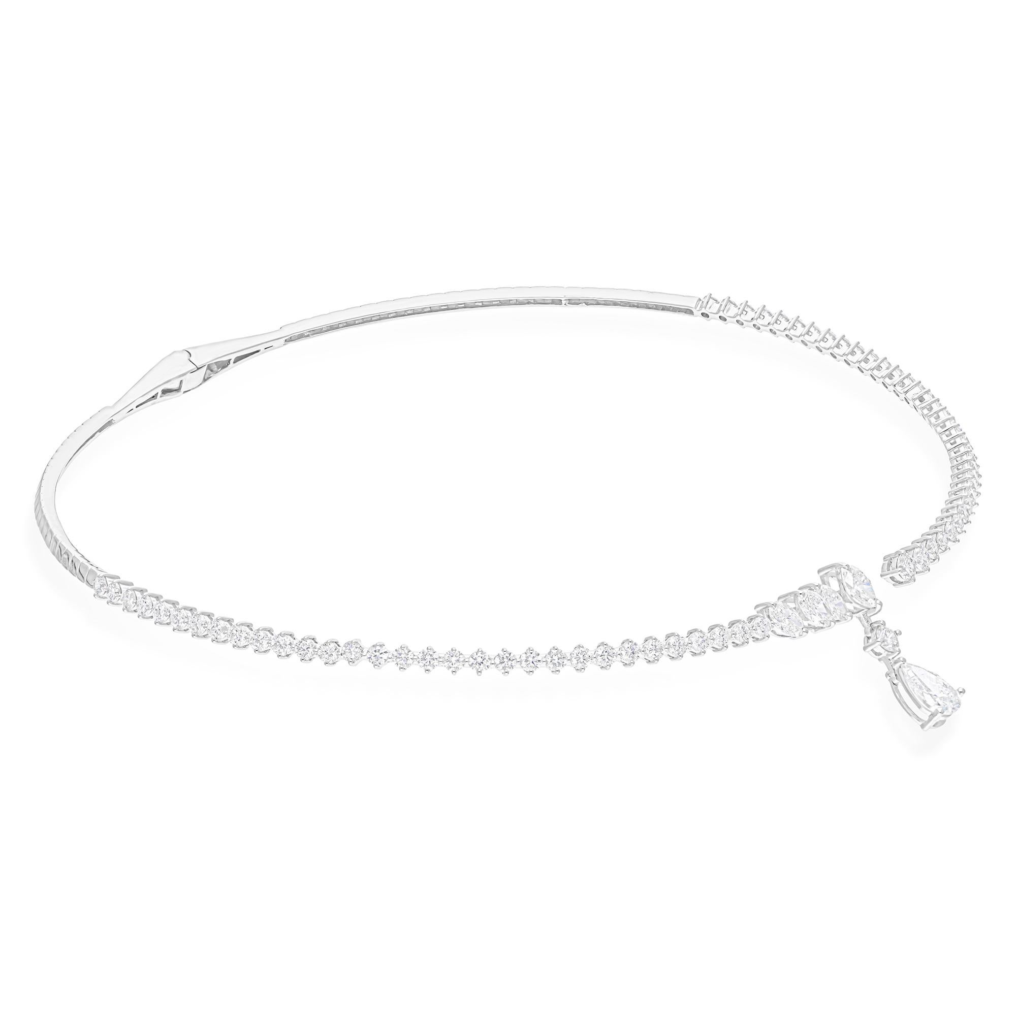 Taglio a goccia 5,63 Carati SI/H Collana con diamanti a forma multipla Gioielli in oro bianco 18 carati in vendita