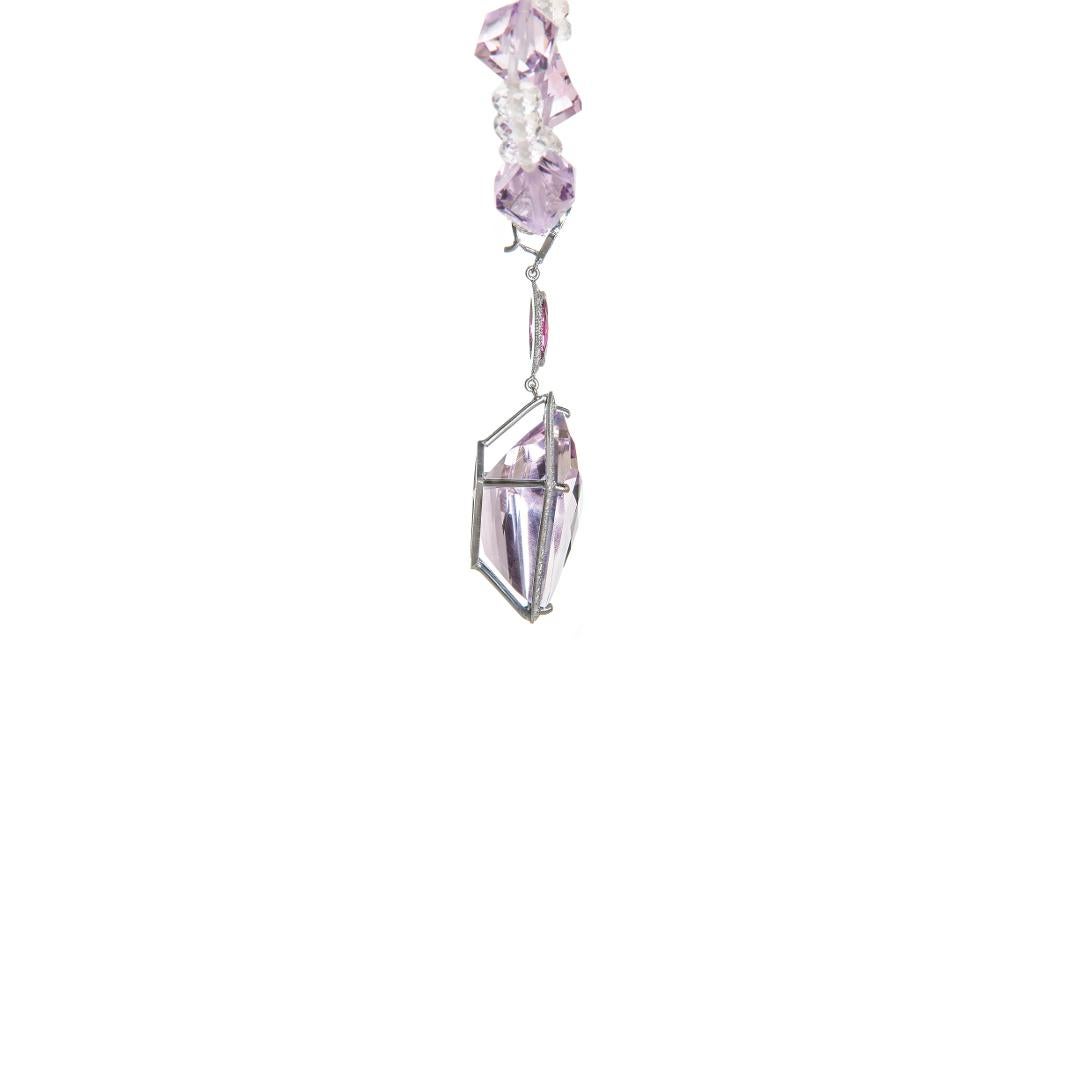 Women's or Men's 56.30 Carat Kite Amethyst Tourmaline Diamond Cluster Enhancer Natalie Barney For Sale