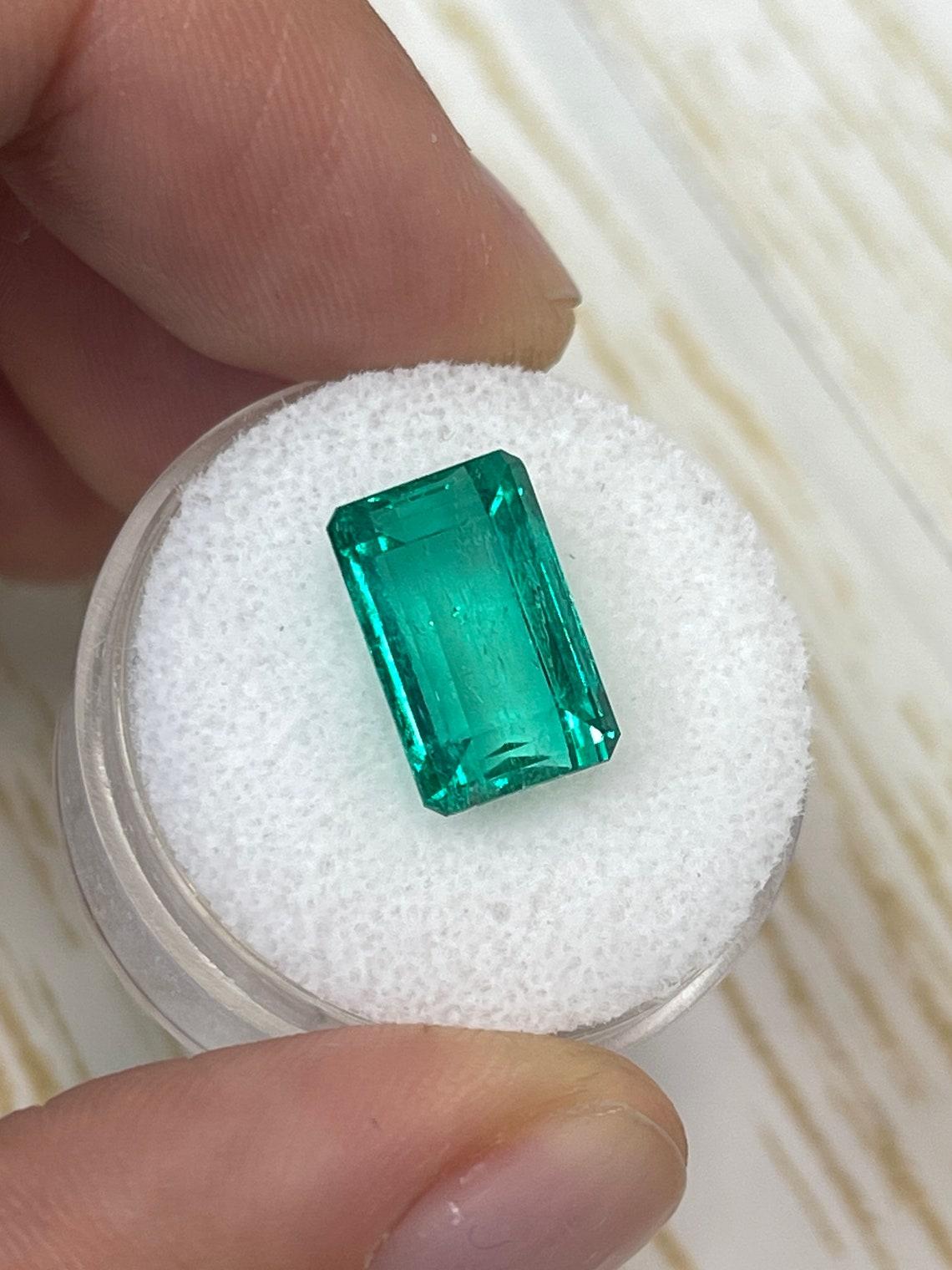 5.63ct Bluish Green Muzo Emerald Cut Colombian Gem 13x8 Genuine May Birthstone For Sale 1