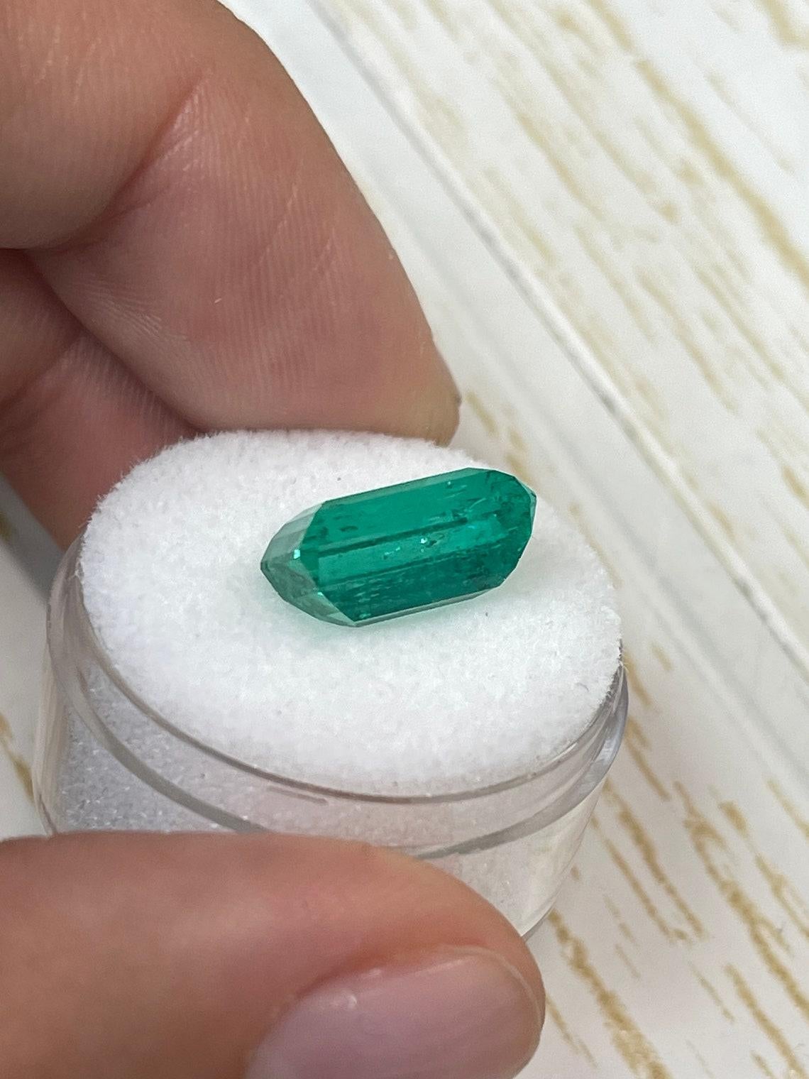 5.63ct Bluish Green Muzo Emerald Cut Colombian Gem 13x8 Genuine May Birthstone For Sale 2