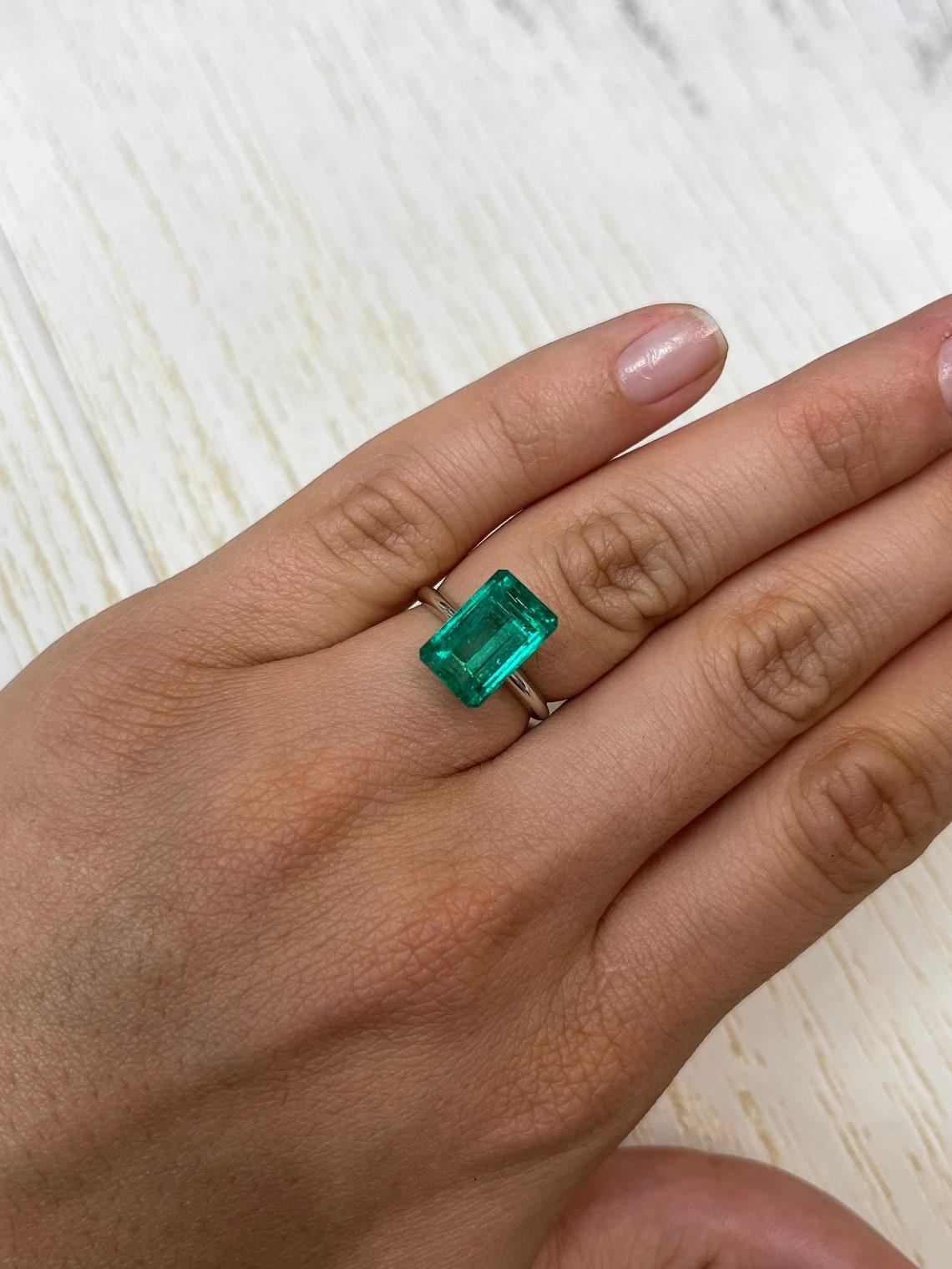 5.63ct Bluish Green Muzo Emerald Cut Colombian Gem 13x8 Genuine May Birthstone For Sale 3