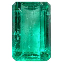 5.63ct Bluish Green Muzo Emerald Cut Colombian Gem 13x8 Genuine May Birthstone