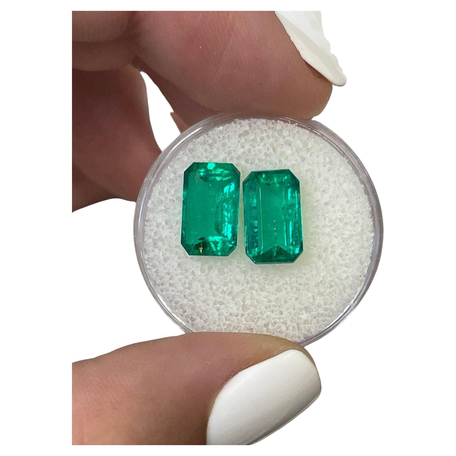Belles émeraudes colombiennes assorties 5,63 cw 11x7 GIA, taille émeraude véritable non sertie en vente