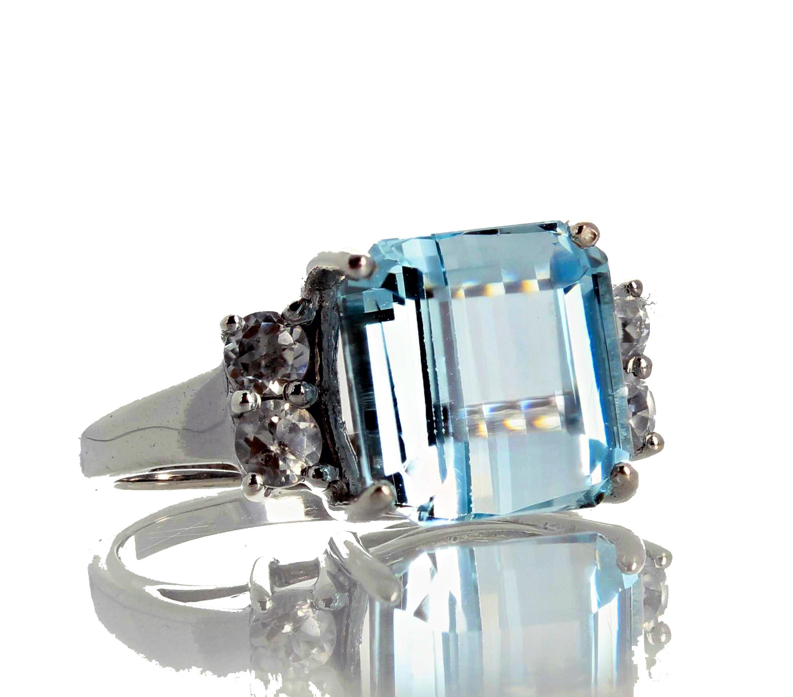 5.64 Carat Aquamarine and Diamond Ring In New Condition In Raleigh, NC