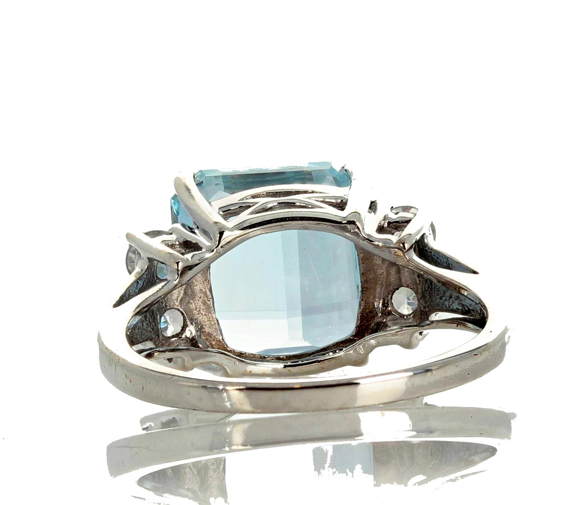 Women's 5.64 Carat Aquamarine and Diamond Ring