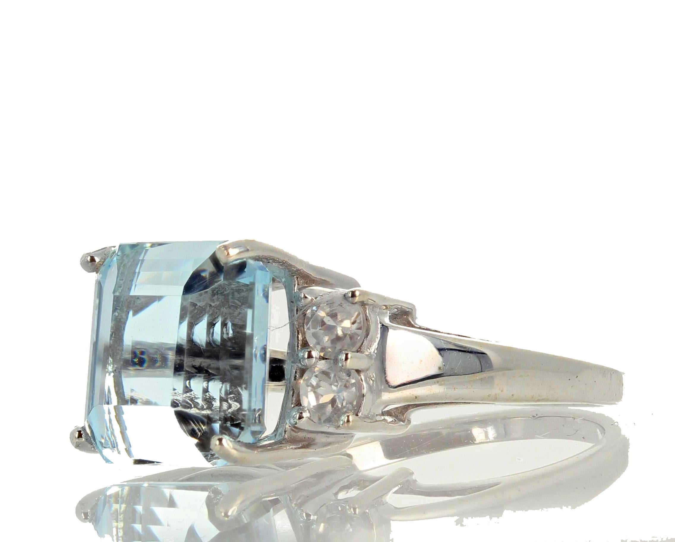 5.64 Carat Aquamarine and Diamond Ring 1