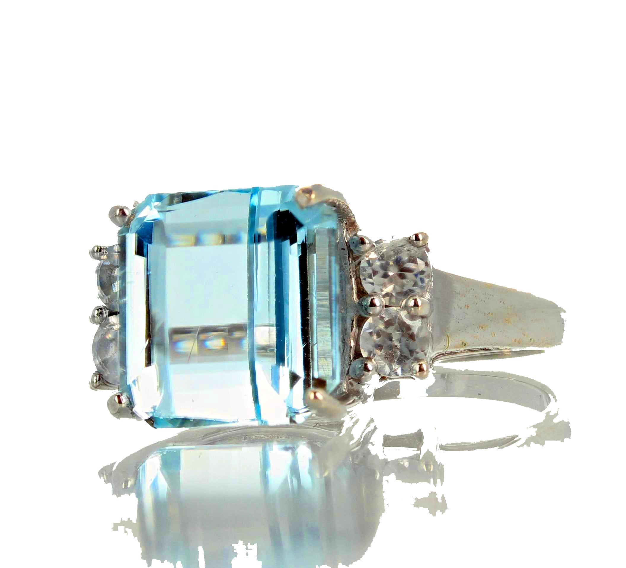 5.64 Carat Aquamarine and Diamond Ring 3