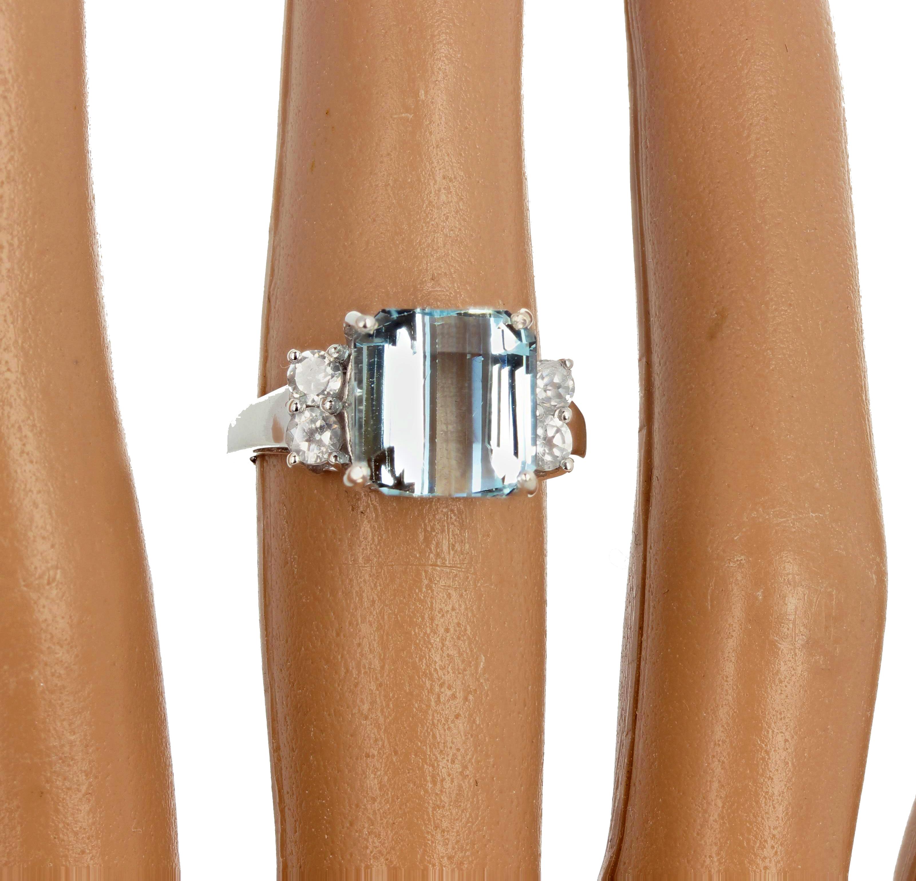 5.64 Carat Aquamarine and Diamond Ring 5