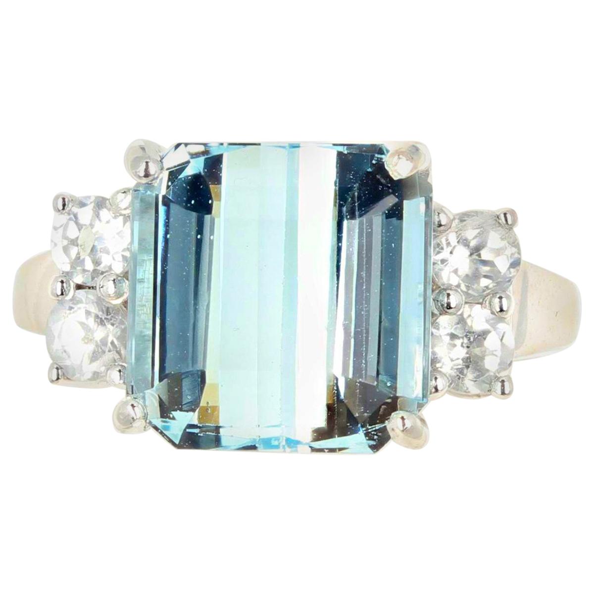 5.64 Carat Aquamarine and Diamond Ring