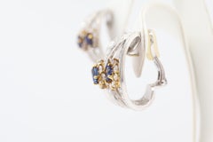 5.64 Carat Diamond and Saphire Hoop Earrings in Platinum with Pavé Diamonds