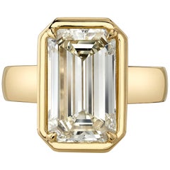 5.64 Carat Emerald Cut Diamond Set in a Handcrafted 18 Karat Yellow Gold Ring