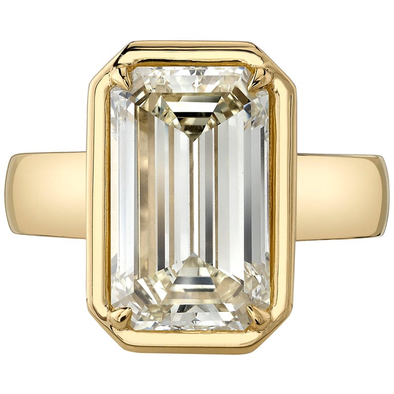 5.64 Carat Emerald Cut Diamond Set in a Handcrafted 18 Karat Yellow ...