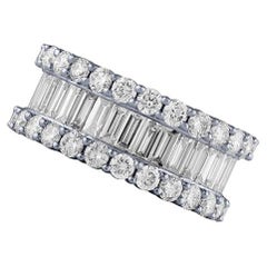 Anneau d'éternité en or blanc 14 carats avec diamants naturels de 5,64 carats G SI de 9 mm