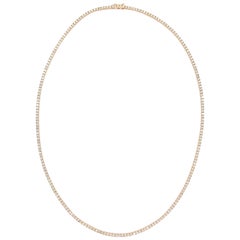 5.64 Carat Round Brilliant Cut Diamond Tennis Necklace 14 Karat Rose Gold 21''