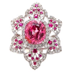 5.64 Carats Burmese Spinel, Pink Sapphire and Diamond Cocktail Ring