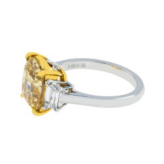 5.65 Carat Cushion Statement Fancy Yellow 18K Gold Sunlit Royal Radiance