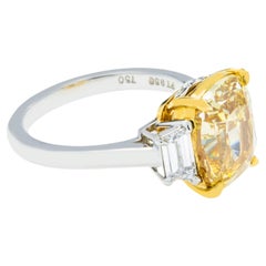 5.65 Carat Cushion Statement Fancy Yellow 18K Gold Sunlit Royal Radiance