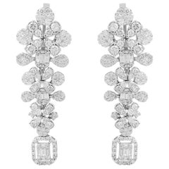 Boucles d'oreilles en or blanc 14 carats et diamant de 5,65 carats