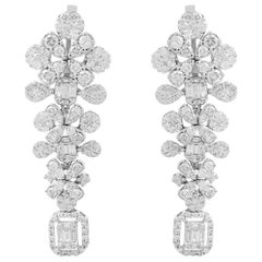 Boucles d'oreilles en or blanc 14 carats et diamant de 5,65 carats