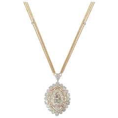 5.65 Carat Diamond 14 Karat Yellow Gold Marquise Pendant Necklace
