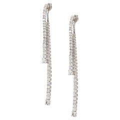 5.65 Carat Double Diamond String Dangle Earrings 18 Karat in Stock