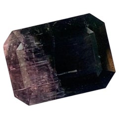 5.65 Carat Natural Loose Bi Colour Tourmaline Emerald Shape Gemstone