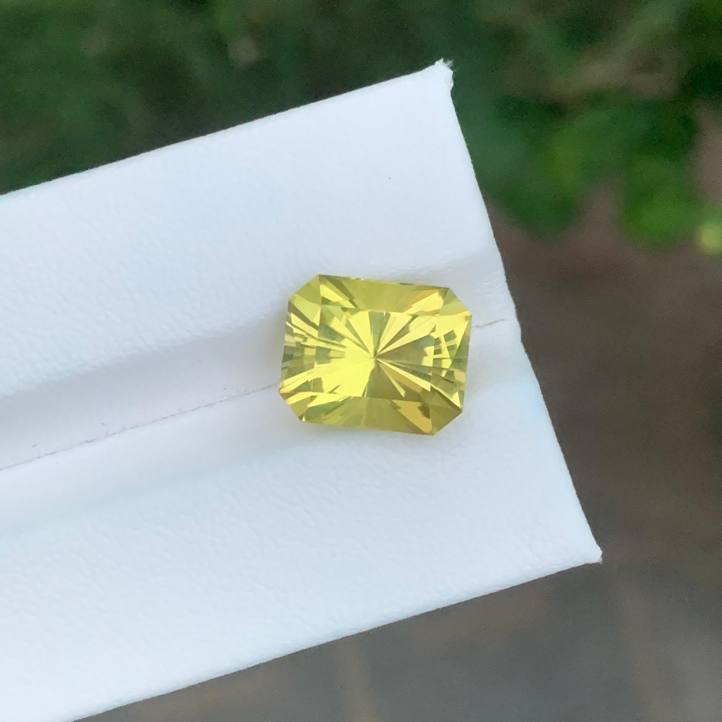5.65 Carat Natural Loose Lemon Quartz Emerald Shape Gemstone For Sale 4