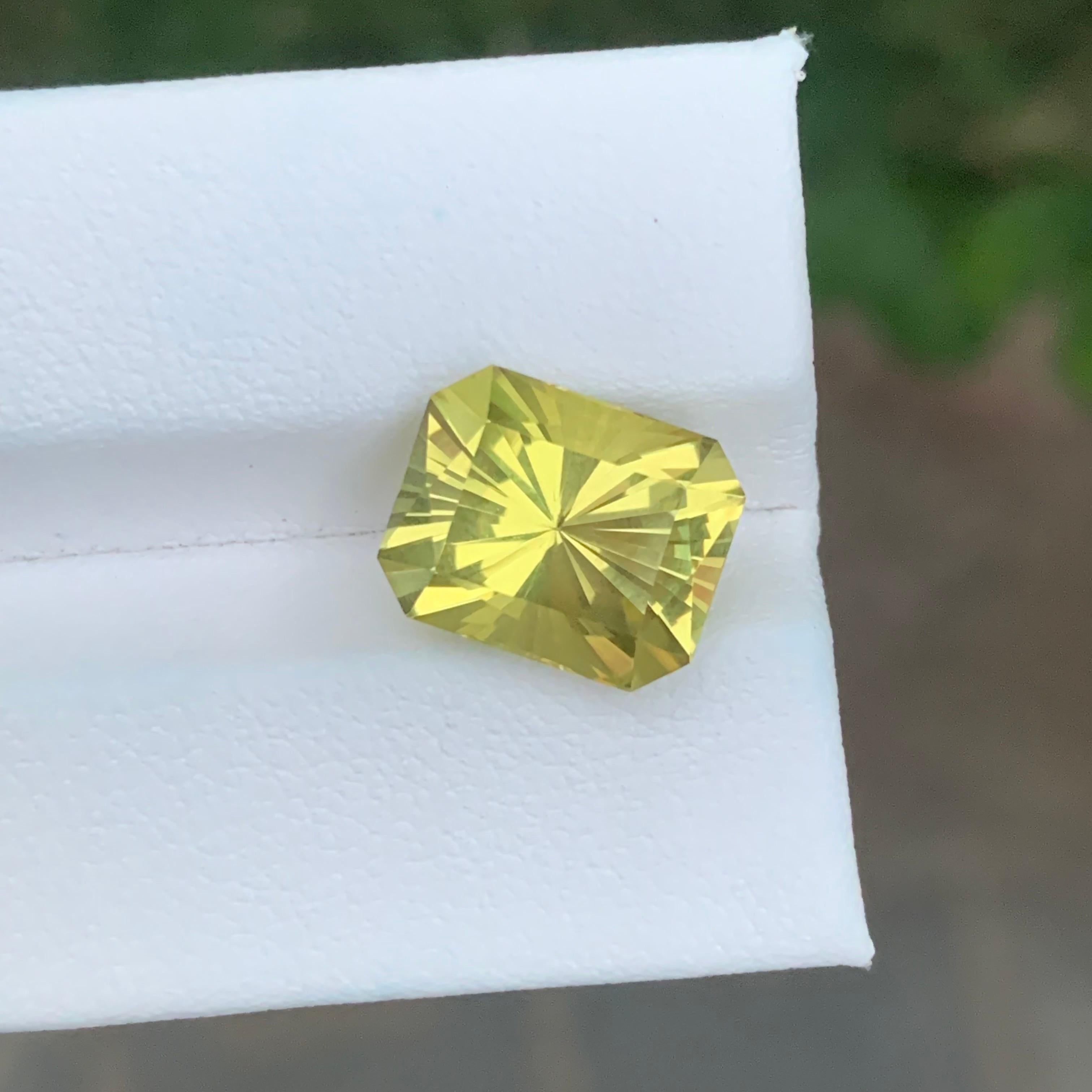 Arts and Crafts 5.65 Carat Natural Loose Lemon Quartz Emerald Shape Gemstone For Sale