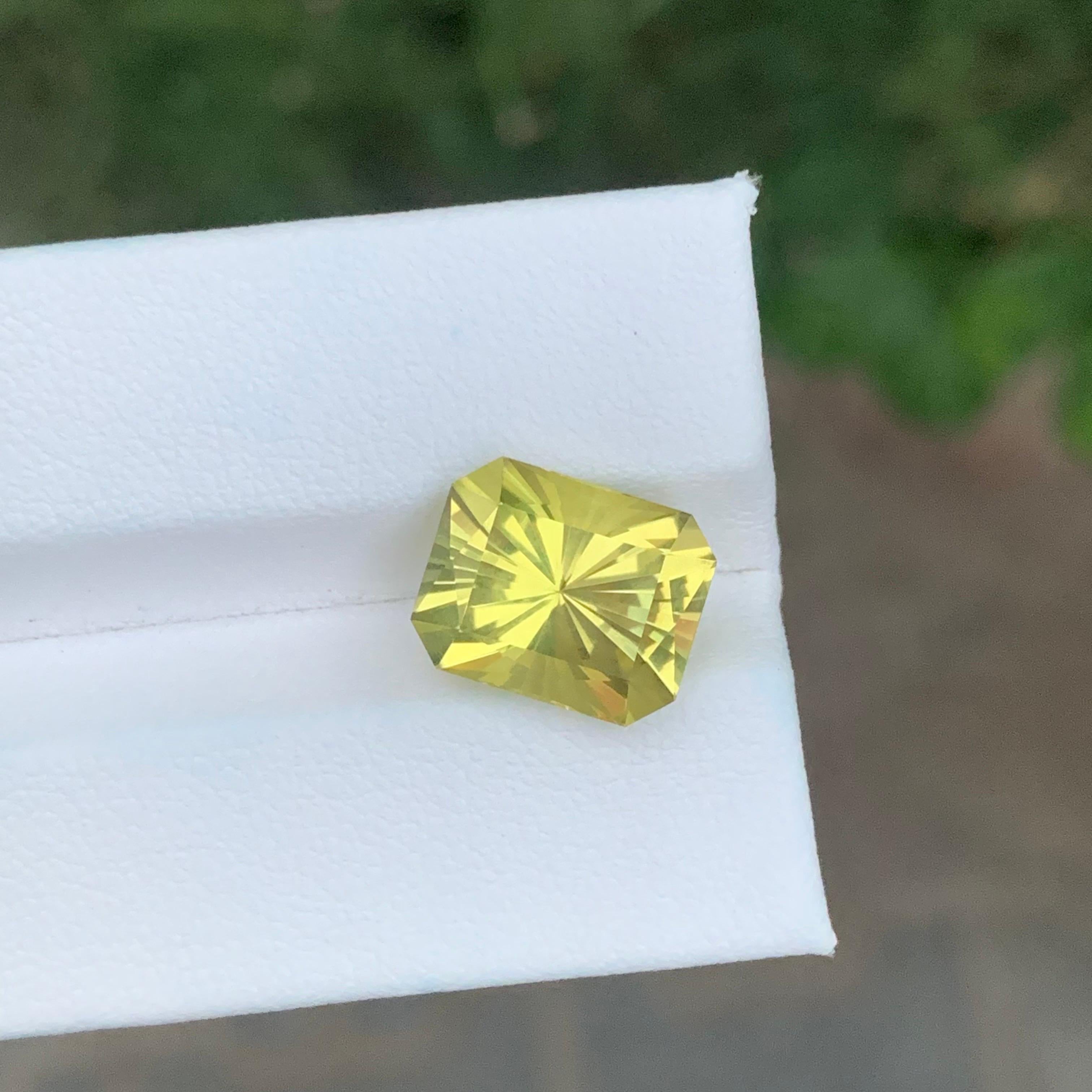 Emerald Cut 5.65 Carat Natural Loose Lemon Quartz Emerald Shape Gemstone For Sale