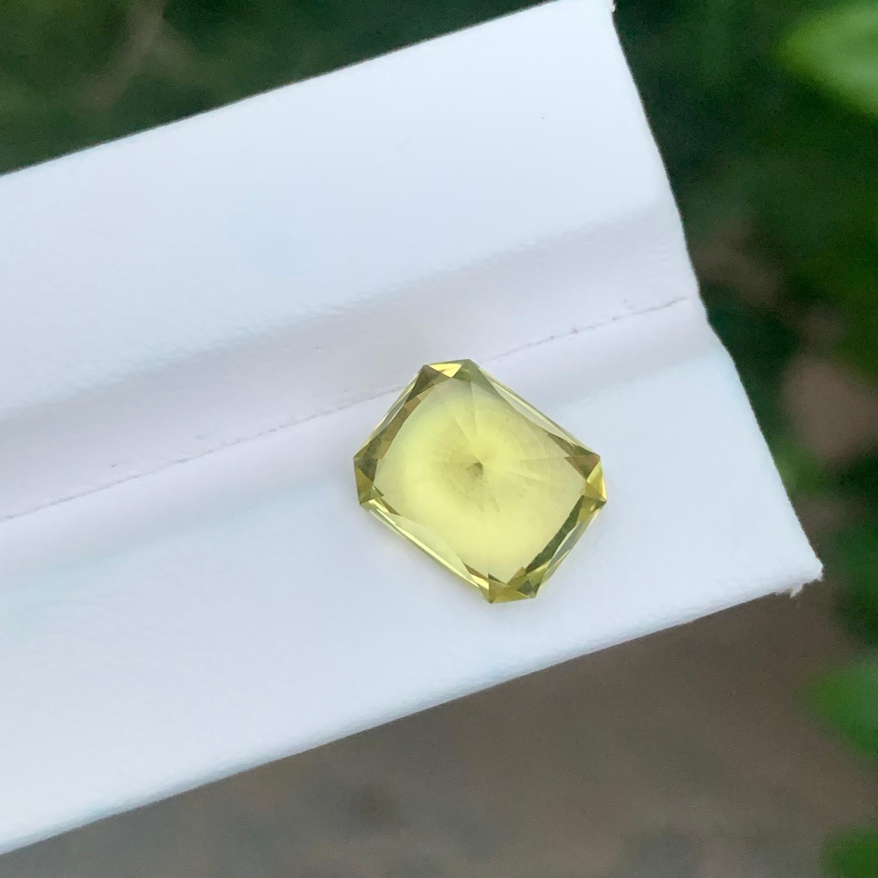 5.65 Carat Natural Loose Lemon Quartz Emerald Shape Gemstone For Sale 1