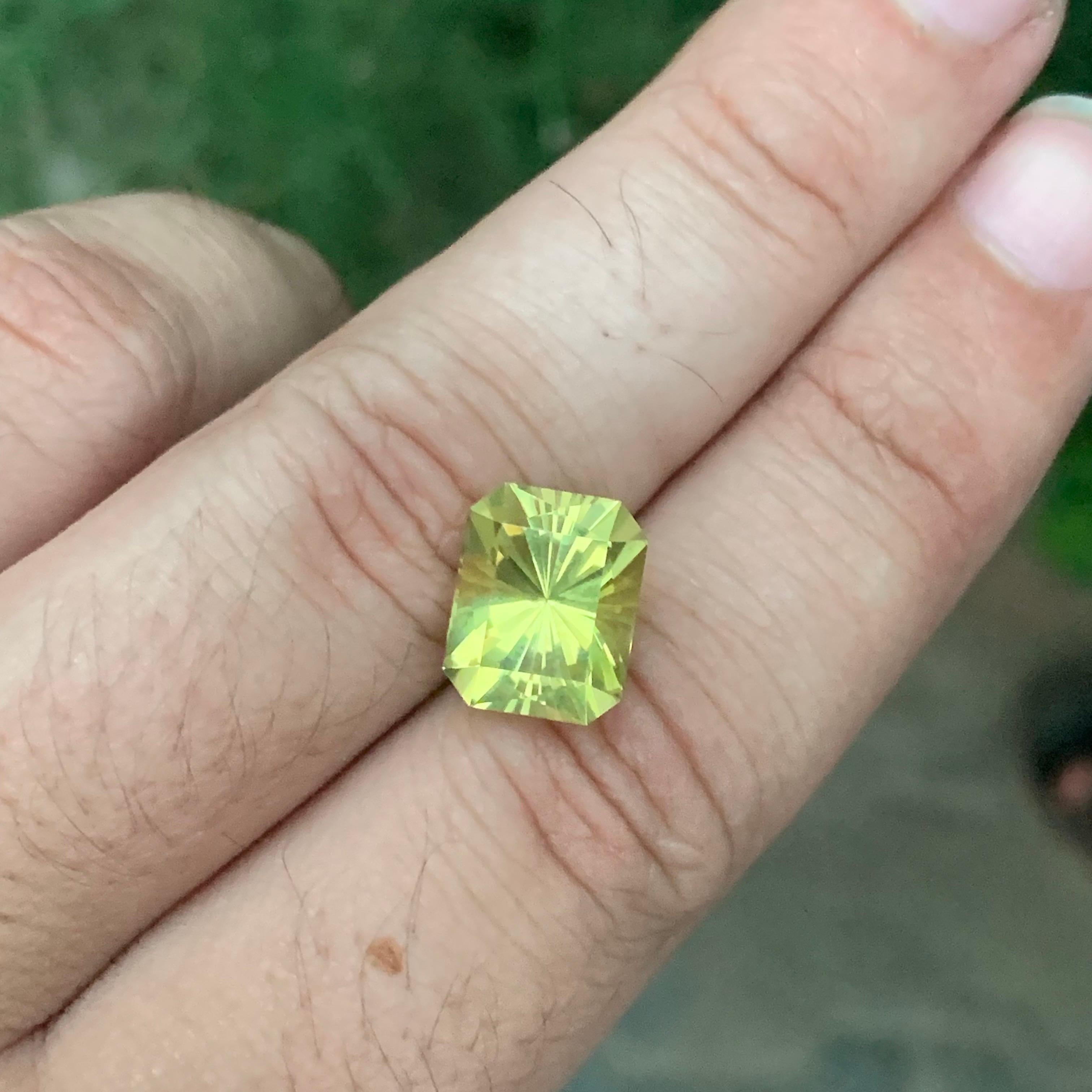 5.65 Carat Natural Loose Lemon Quartz Emerald Shape Gemstone For Sale 2