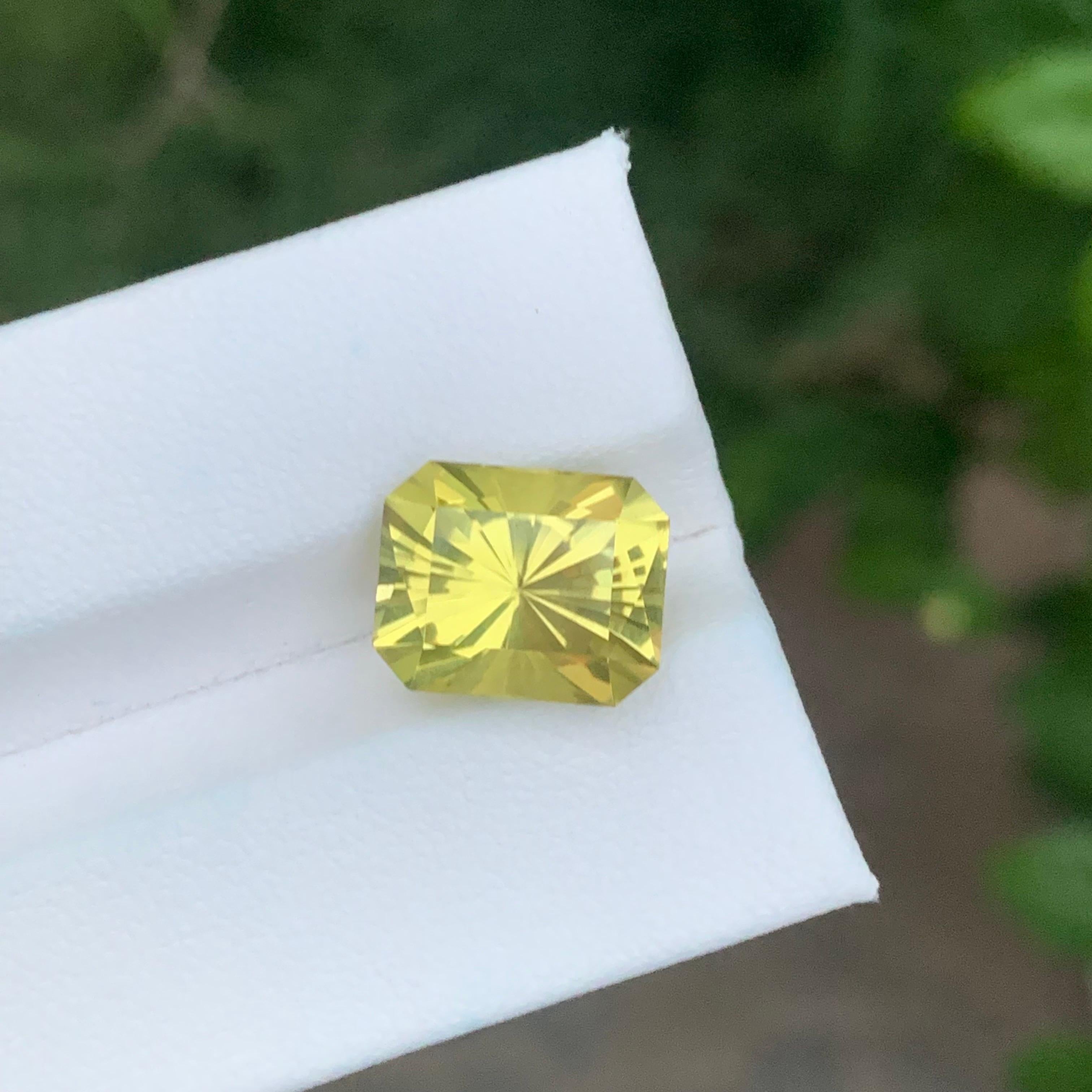 5.65 Carat Natural Loose Lemon Quartz Emerald Shape Gemstone For Sale 3