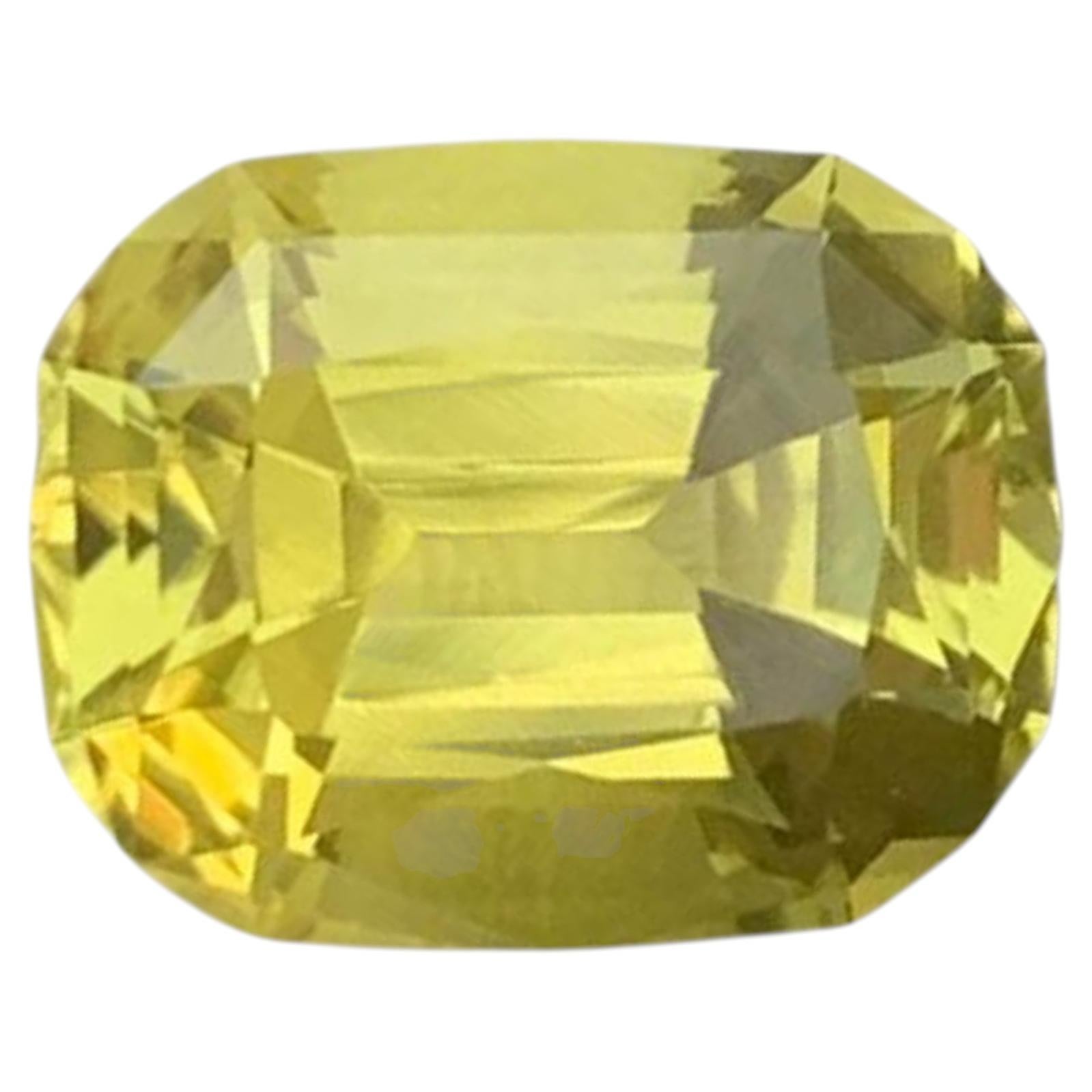 5.65 Carat Natural Loose Lemon Yellow Quartz Fancy Cushion Cut African Gemstone For Sale