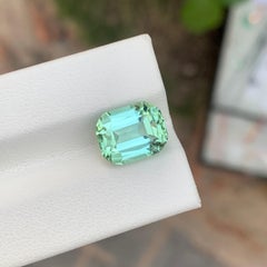 5.65 Carat Natural Loose Mint Tourmaline Cushion Shape Gemstone