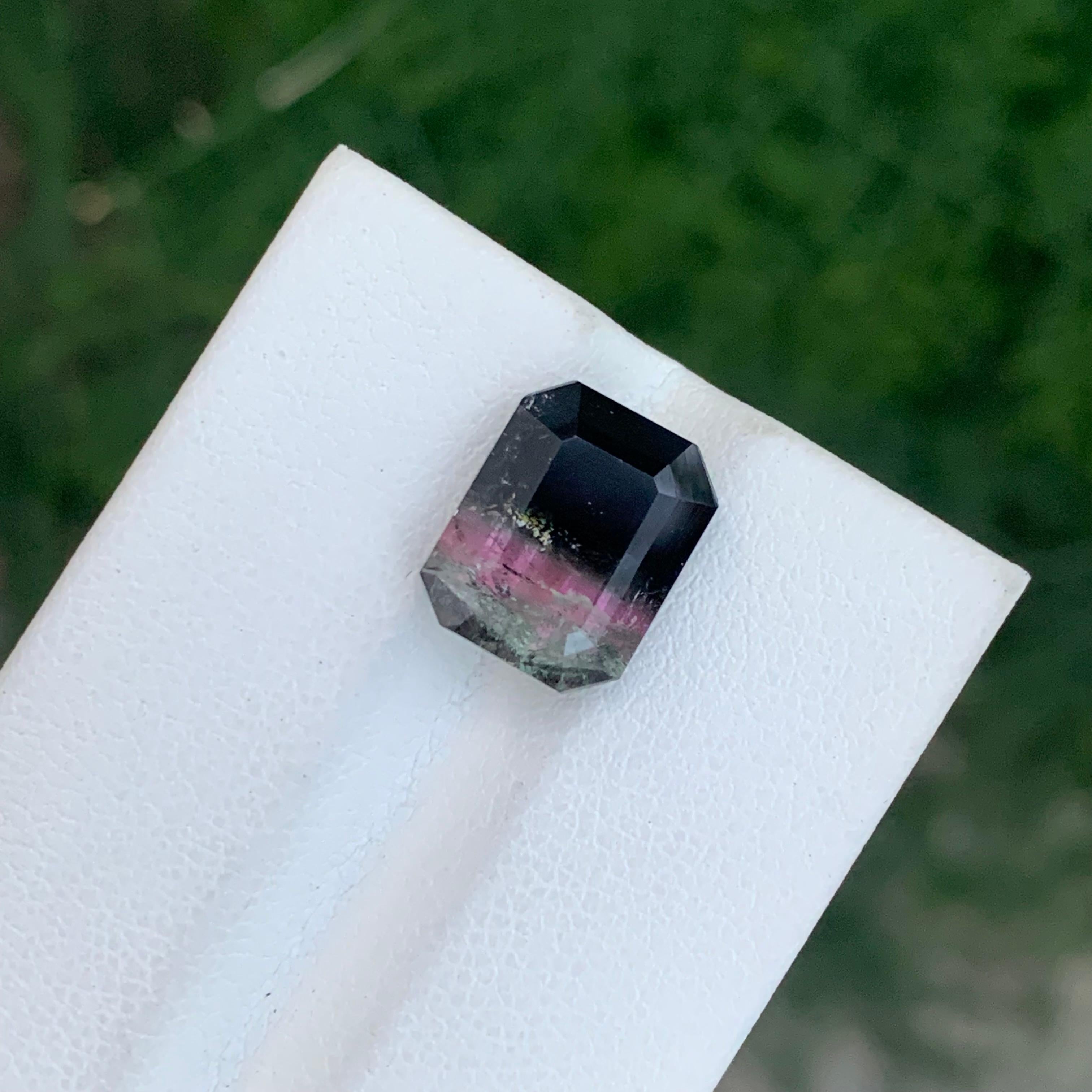 5.65 Carat Natural Loose Parti Tourmaline Emerald Shape Gemstone (pierre précieuse en forme d'émeraude) en vente 4