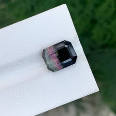 5.65 Carat Natural Loose Parti Tourmaline Emerald Shape Gemstone