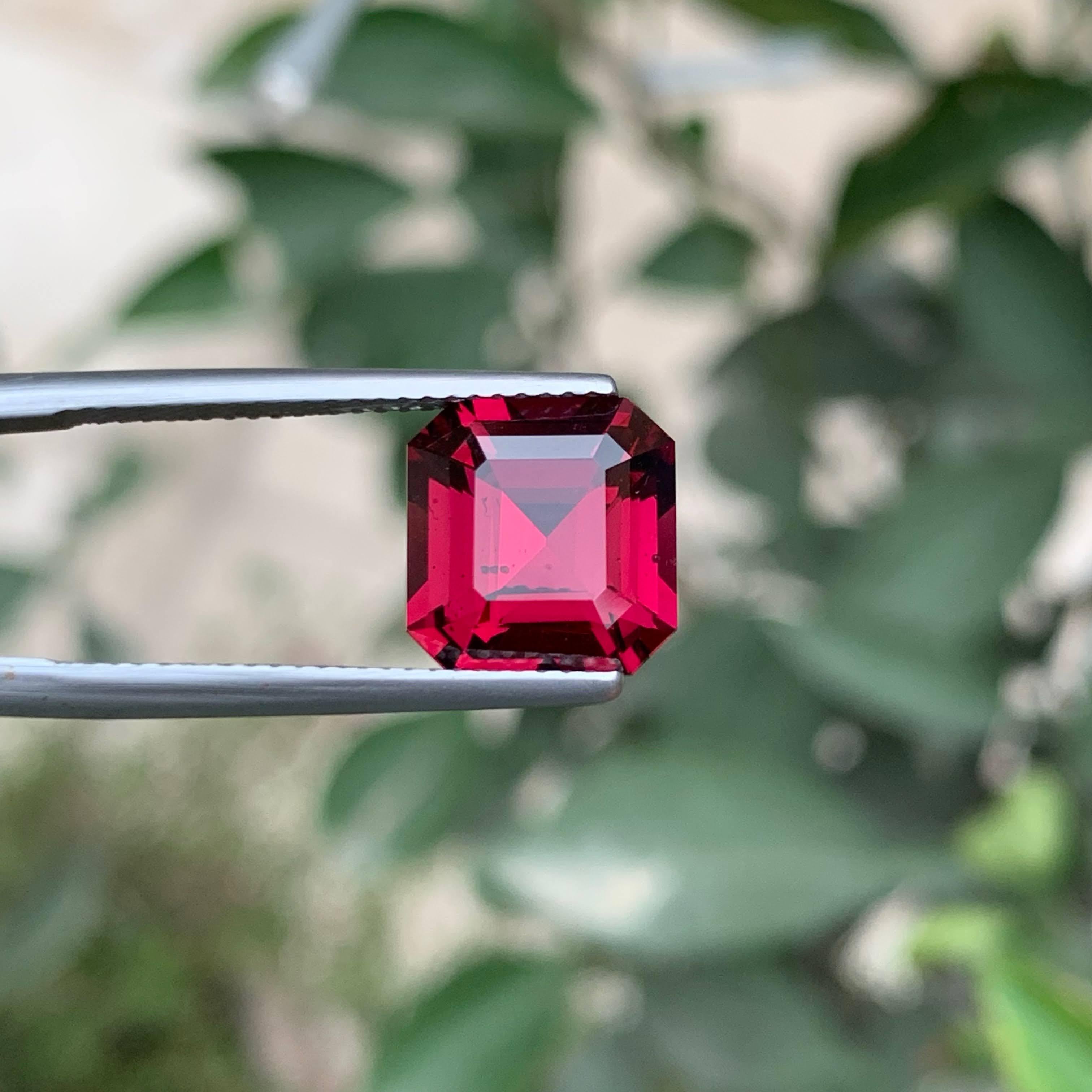 Granate rojo rosado suelto natural de 5,65 quilates, talla Asscher, gema africana en venta 4