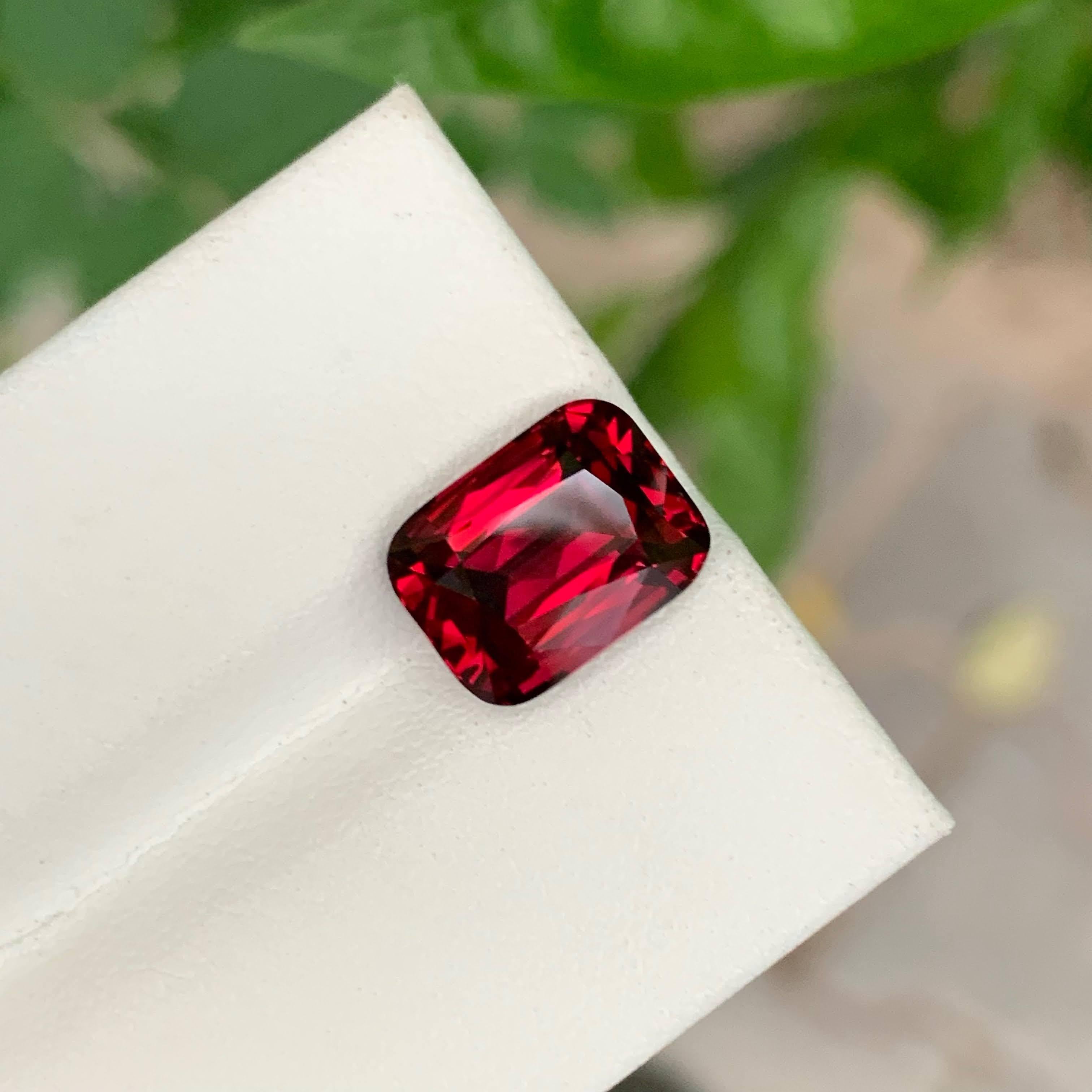5.65 Carat Natural Loose Red Garnet Stone Cushion Cut Tanzanian Gemstone For Sale 5