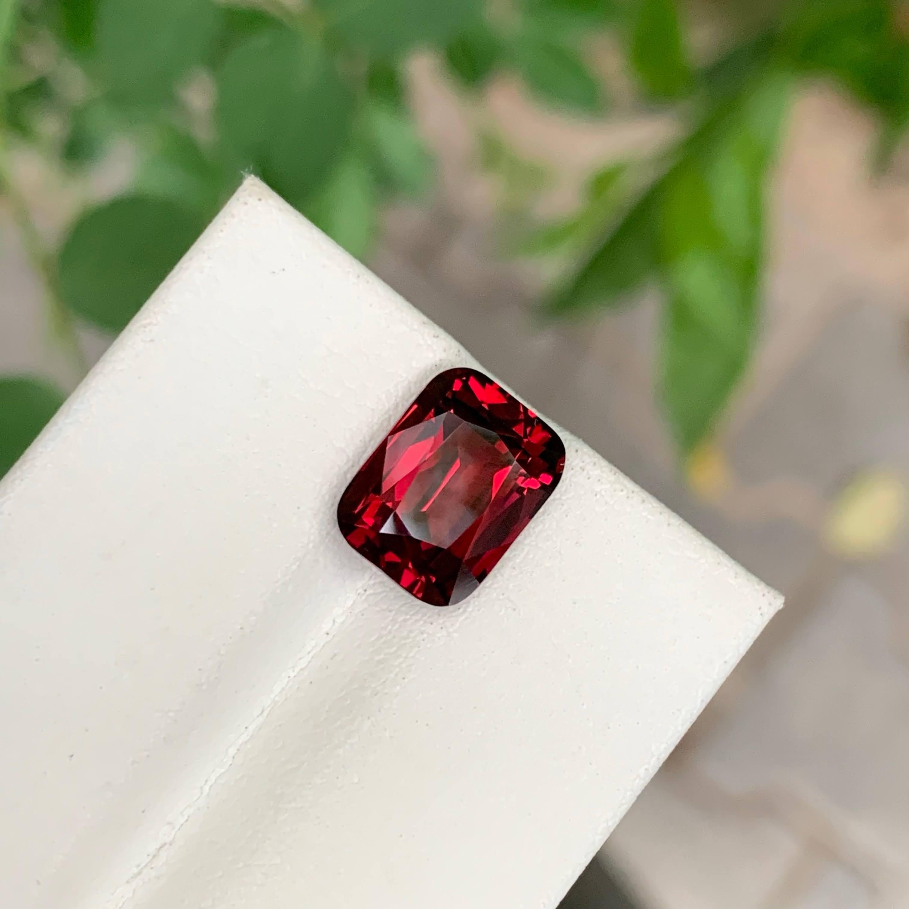 5.65 Carat Natural Loose Red Garnet Stone Cushion Cut Tanzanian Gemstone For Sale 6