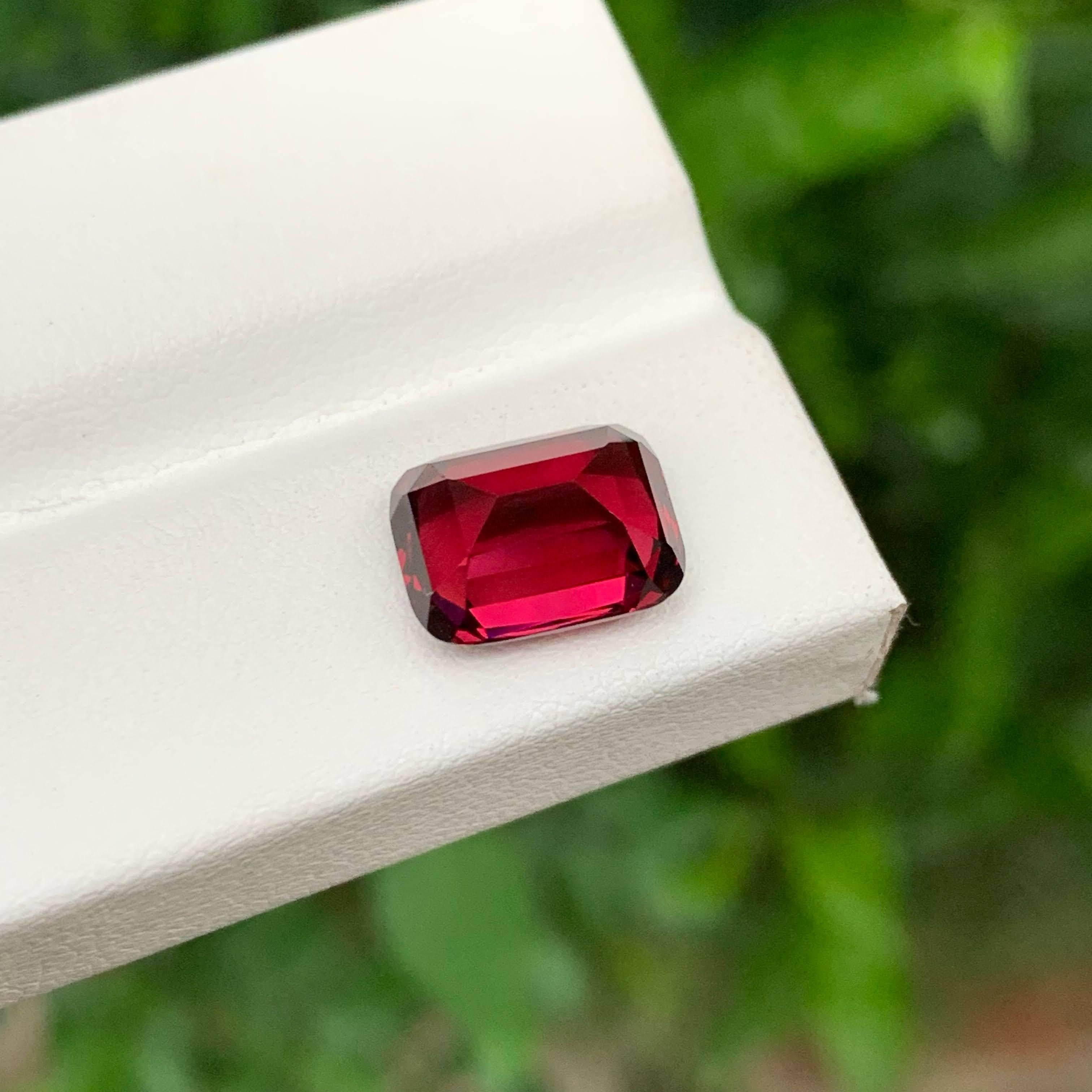 Modern 5.65 Carat Natural Loose Red Garnet Stone Cushion Cut Tanzanian Gemstone For Sale