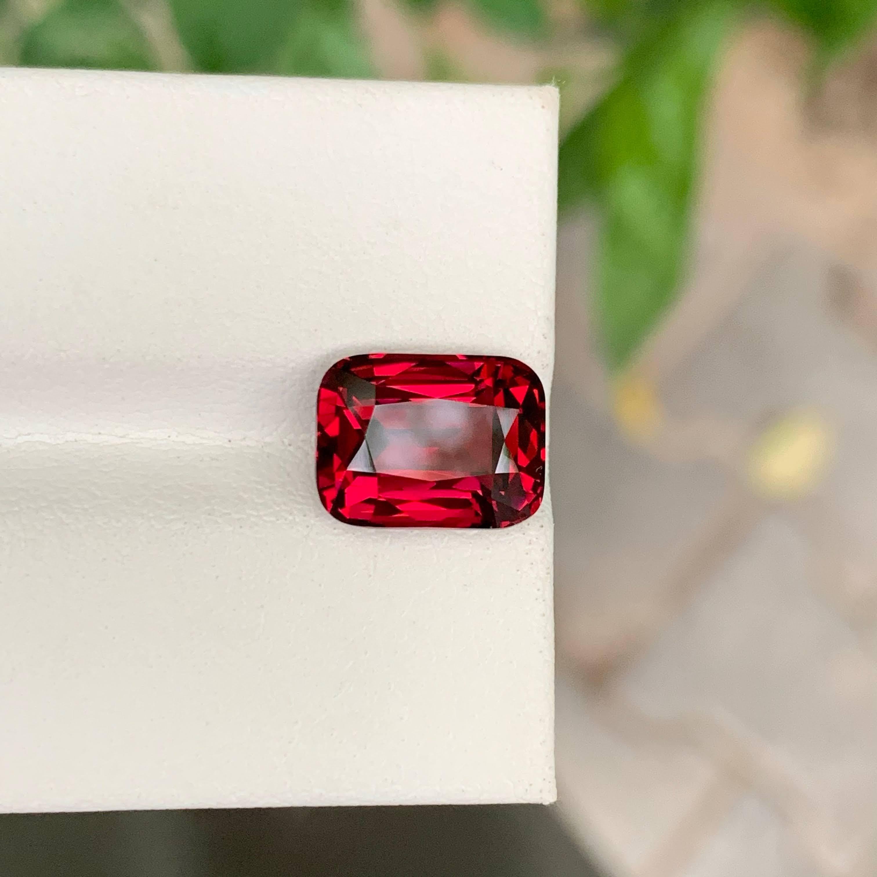5.65 Carat Natural Loose Red Garnet Stone Cushion Cut Tanzanian Gemstone For Sale 1