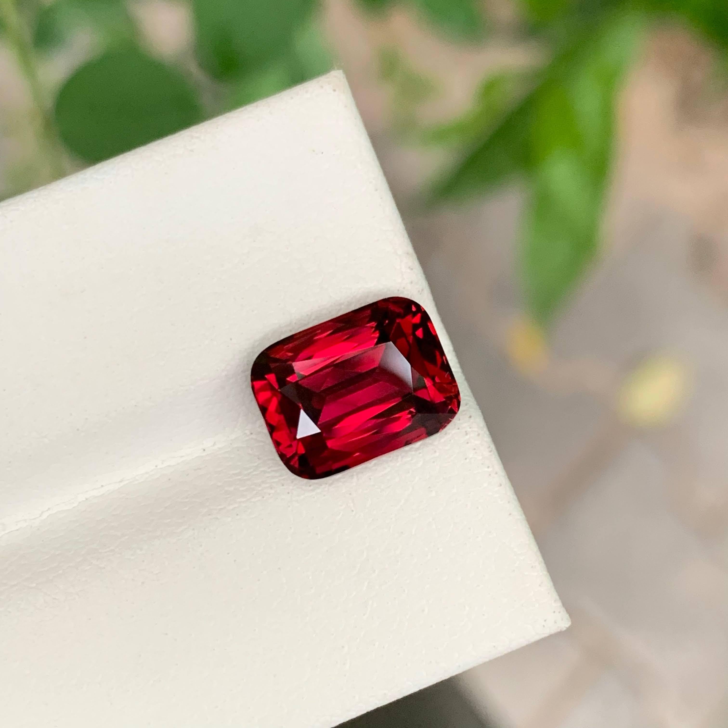 5.65 Carat Natural Loose Red Garnet Stone Cushion Cut Tanzanian Gemstone For Sale 2