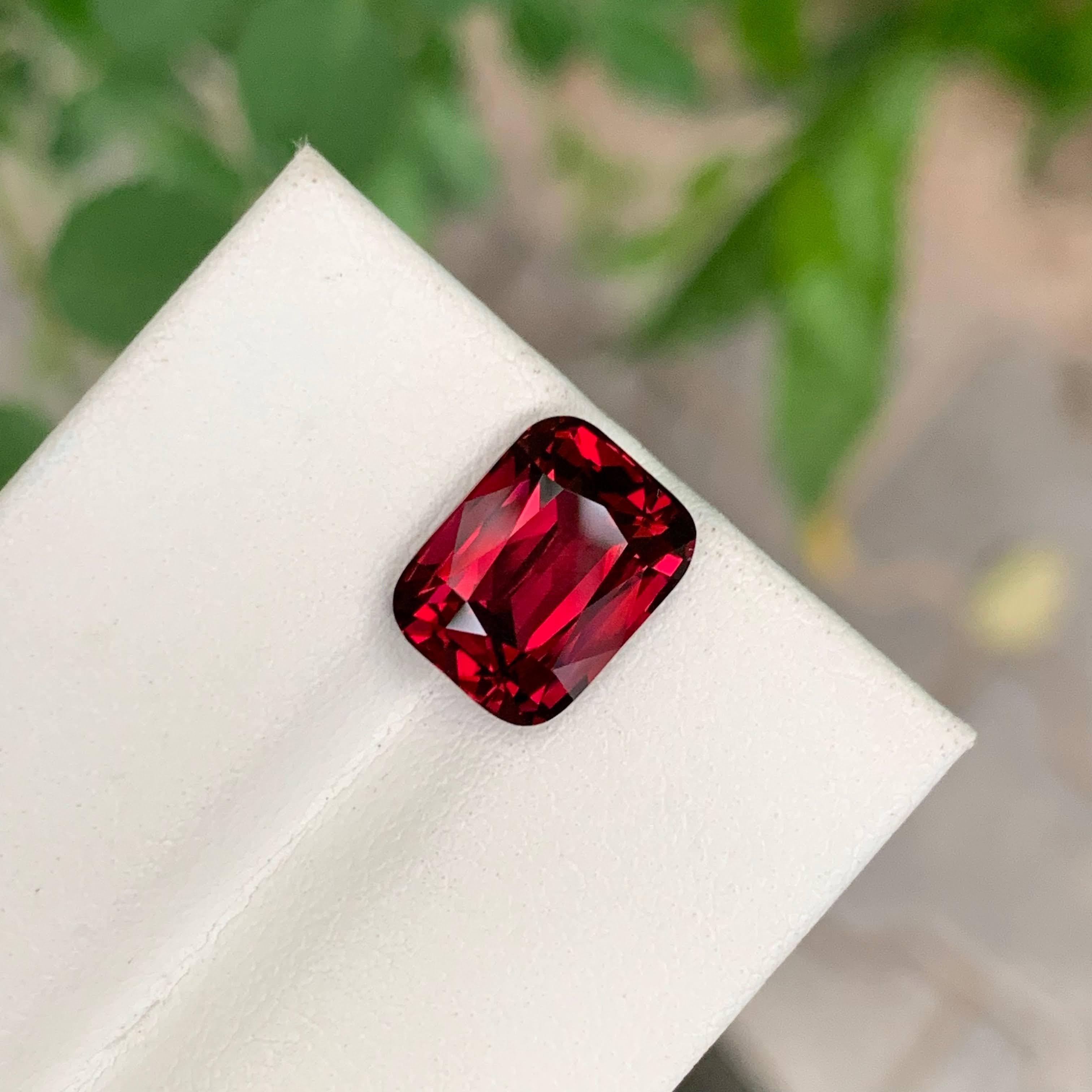 5.65 Carat Natural Loose Red Garnet Stone Cushion Cut Tanzanian Gemstone For Sale 4