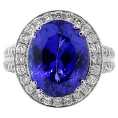 5.65 Carat Oval Tanzanite Ring in 18k White Gold