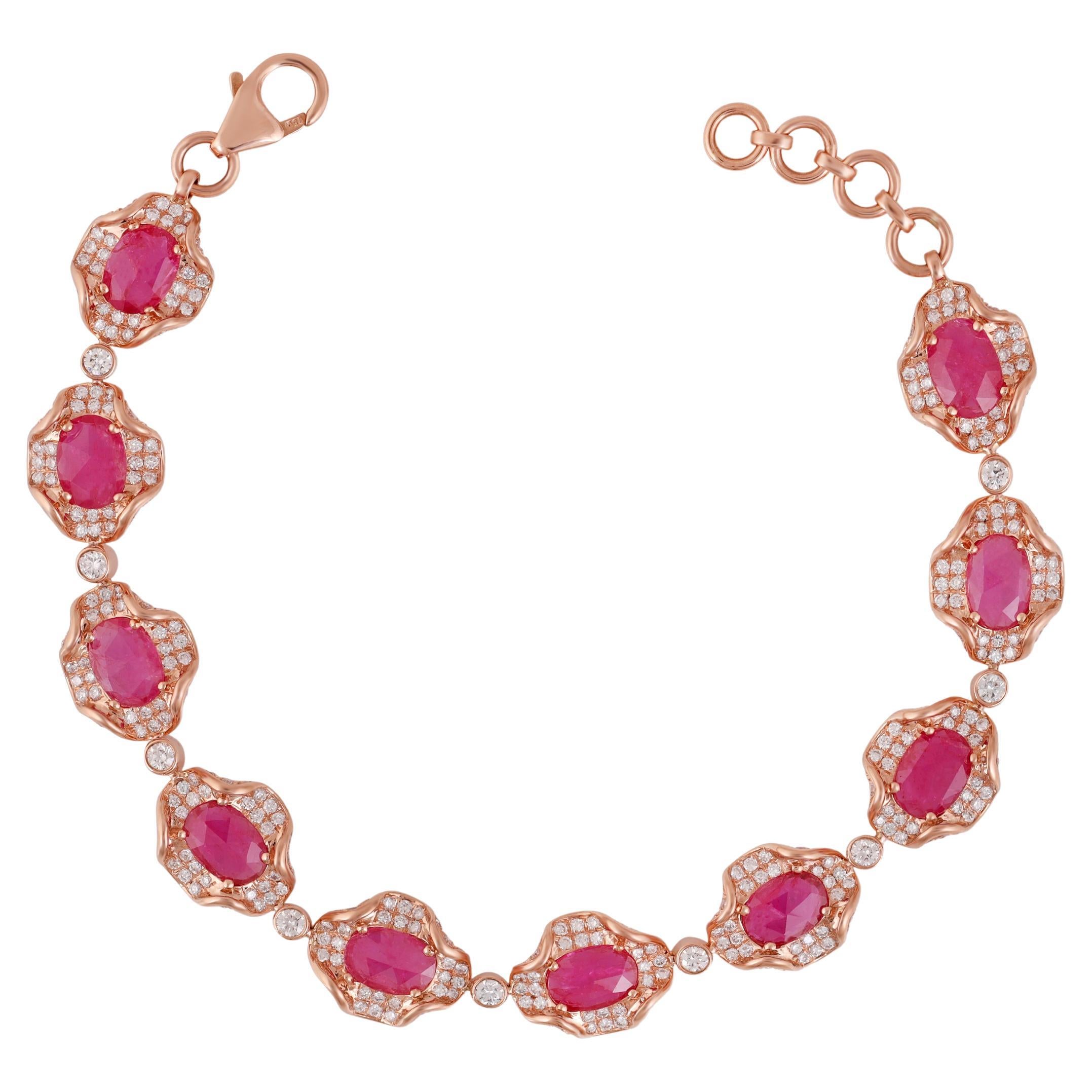 5.76 Carat Mozambique Ruby and Diamond Tennies Bracelet in 18k Gold For ...