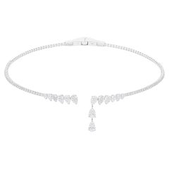 5.65 Carat SI/H Pear Round Brilliant Cut Diamond Choker Necklace 14K White Gold