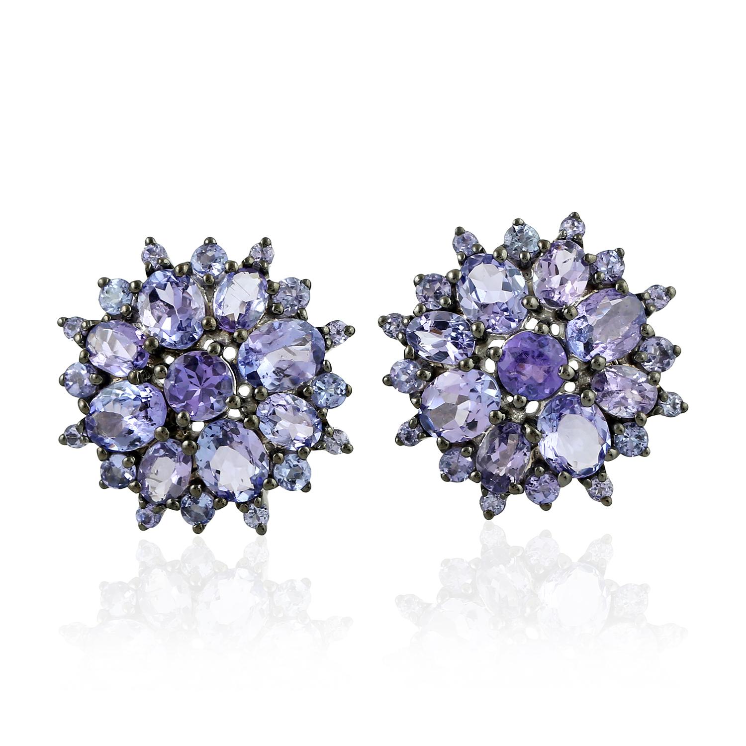 tanzanite flower earrings