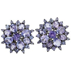 5.65 Carat Tanzanite Flower Stud Earrings